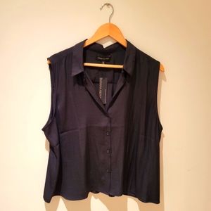 NWT Banana Republic Sleeveless Button-down Black Shirt XL